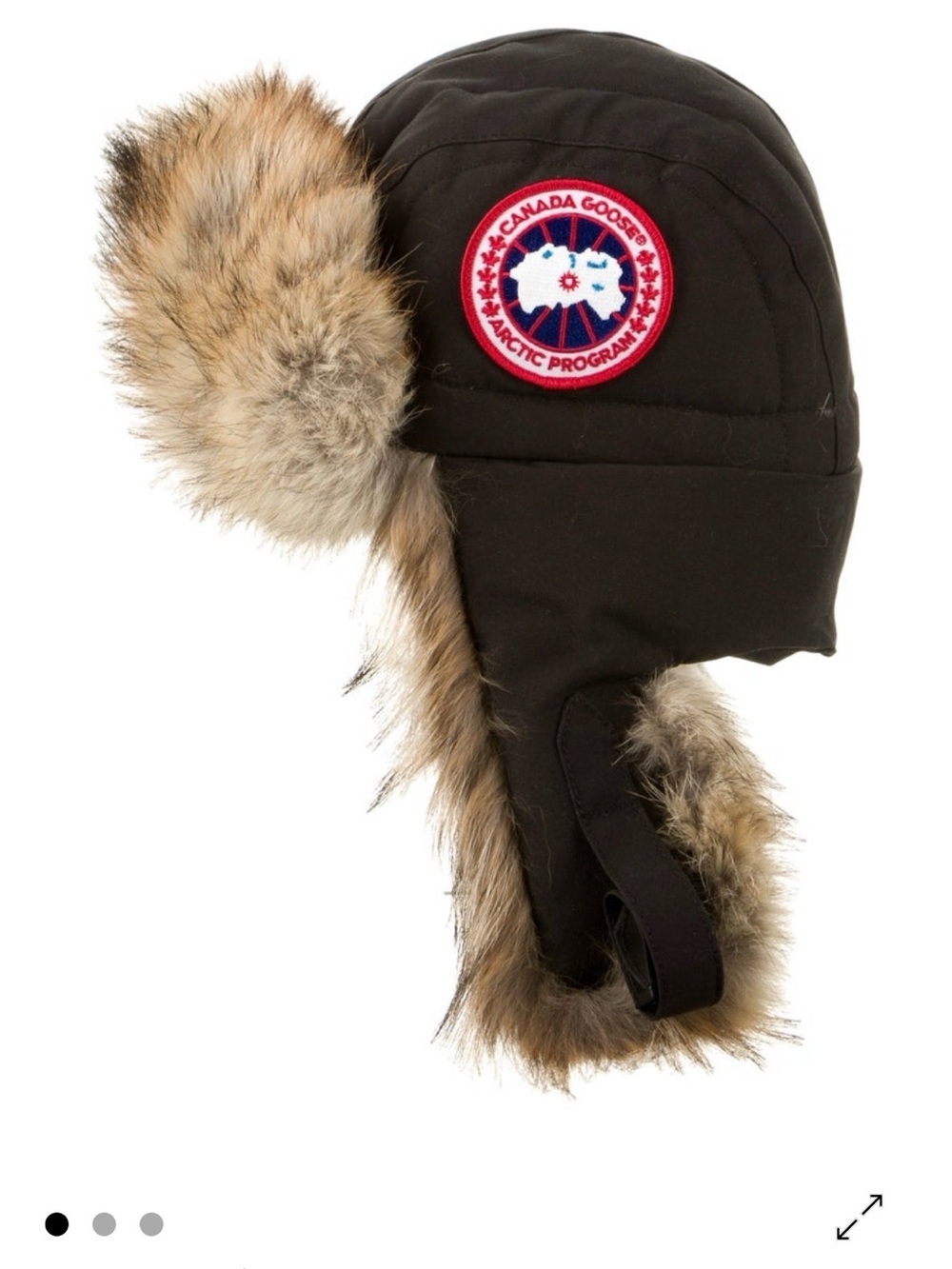Canada Goose Black Trapper Hat with Natural Fur Trim